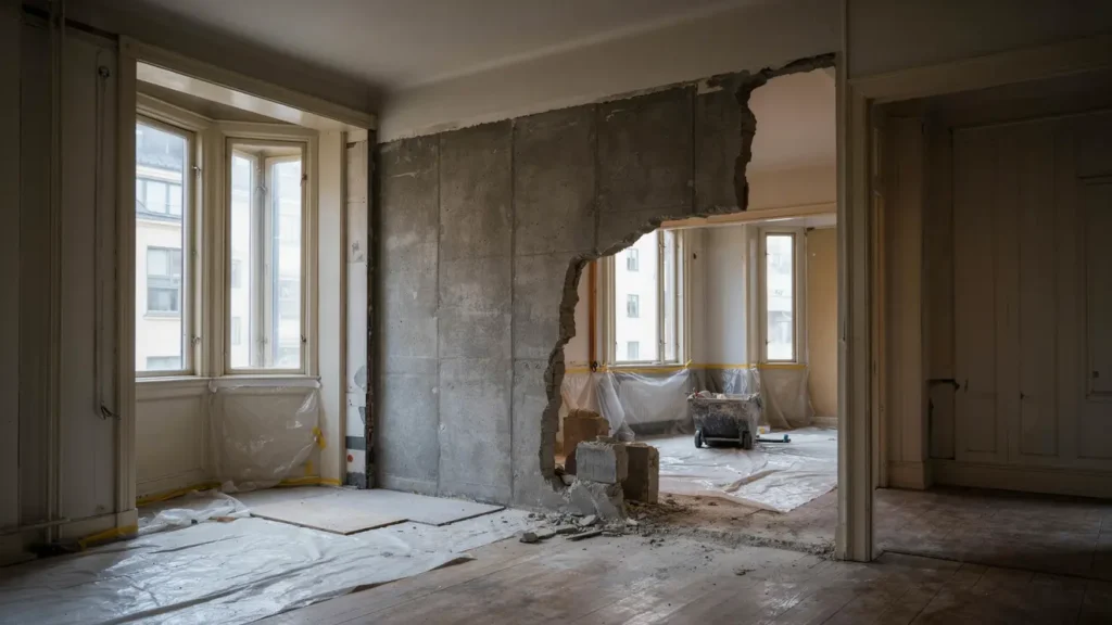 betongs gning och demontering av v gg i vasastan